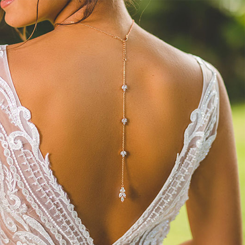 Body Jewelry For Backless Dress - Liontin Berlian Imitasi Rantai Belakang Rantai