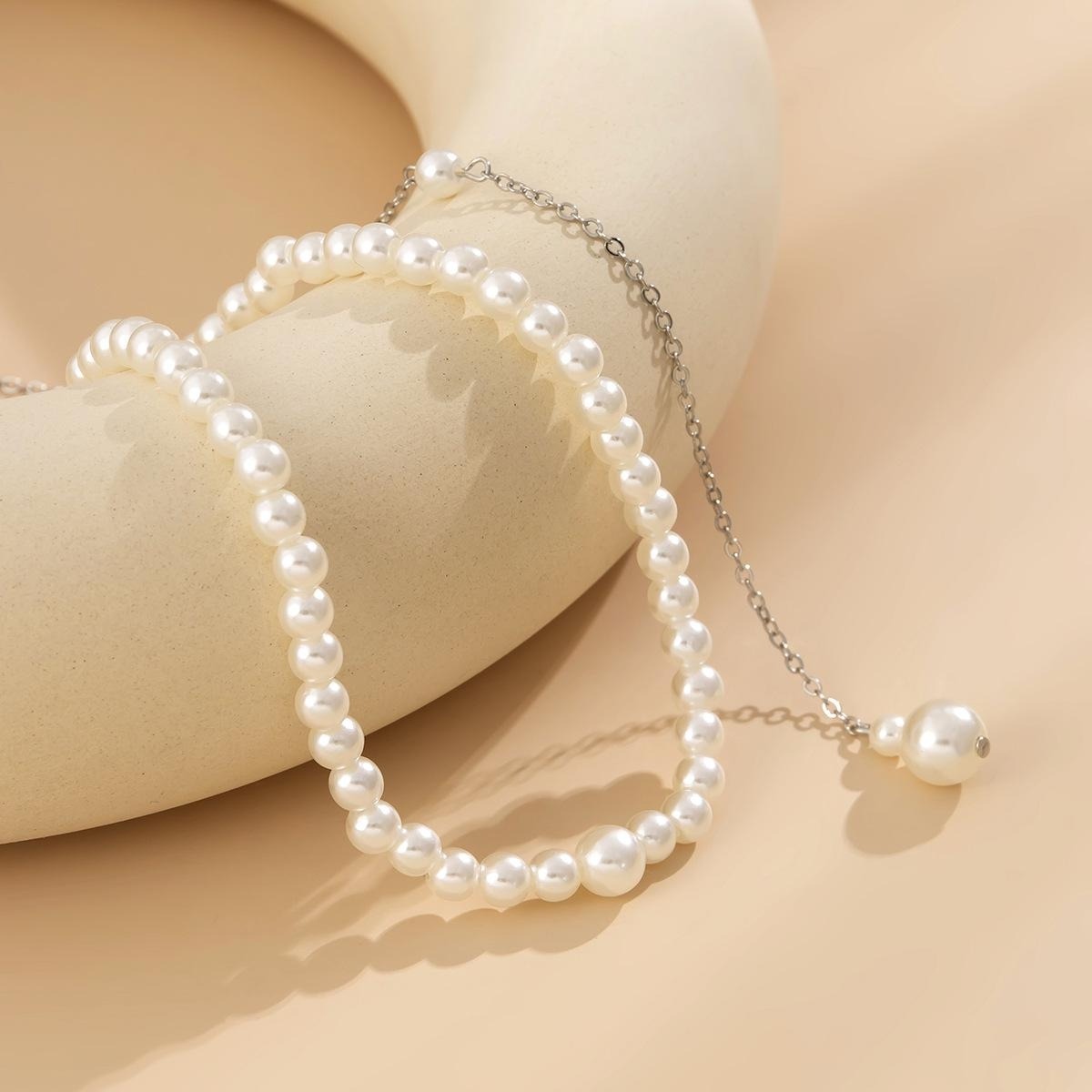 Body Jewelry For Backless Dress - Kalung Mutiara Imitasi Mewah dengan Liontin