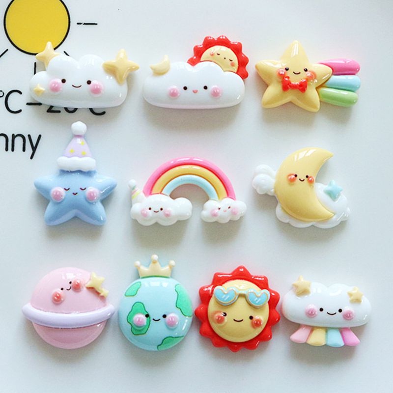 Star Flat Back - 10 buah baru lucu kartun pelangi,