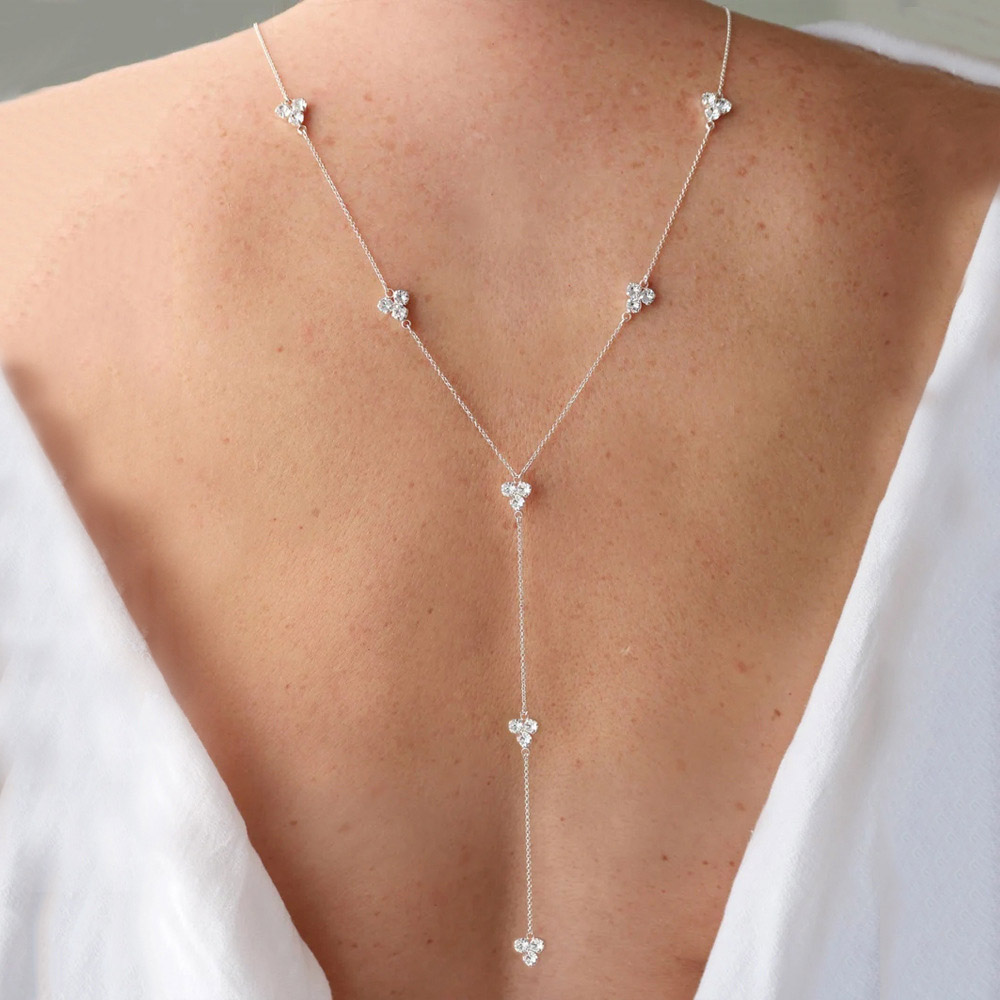 Body Jewelry For Backless Dress - Stonefans Kalung Rantai Tubuh Tetesan Belakang