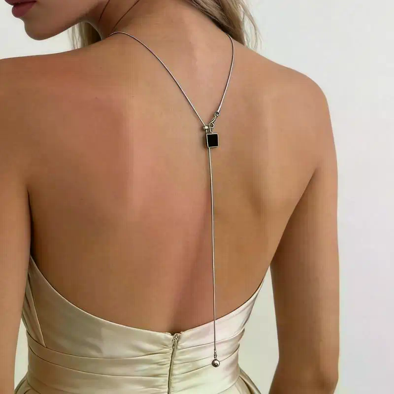 Body Jewelry For Backless Dress - Kalung Rantai Punggung Mutiara Berkilau untuk