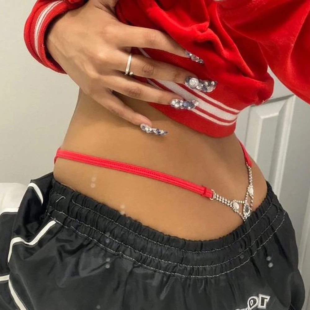 Body Jewelry Women - Thong berlian imitasi bulat seksi aksesori
