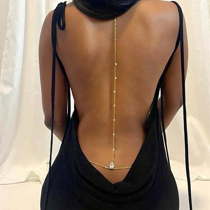 Body Jewelry For Backless Dress - Rantai Tubuh Kristal Bentuk Tetesan Air