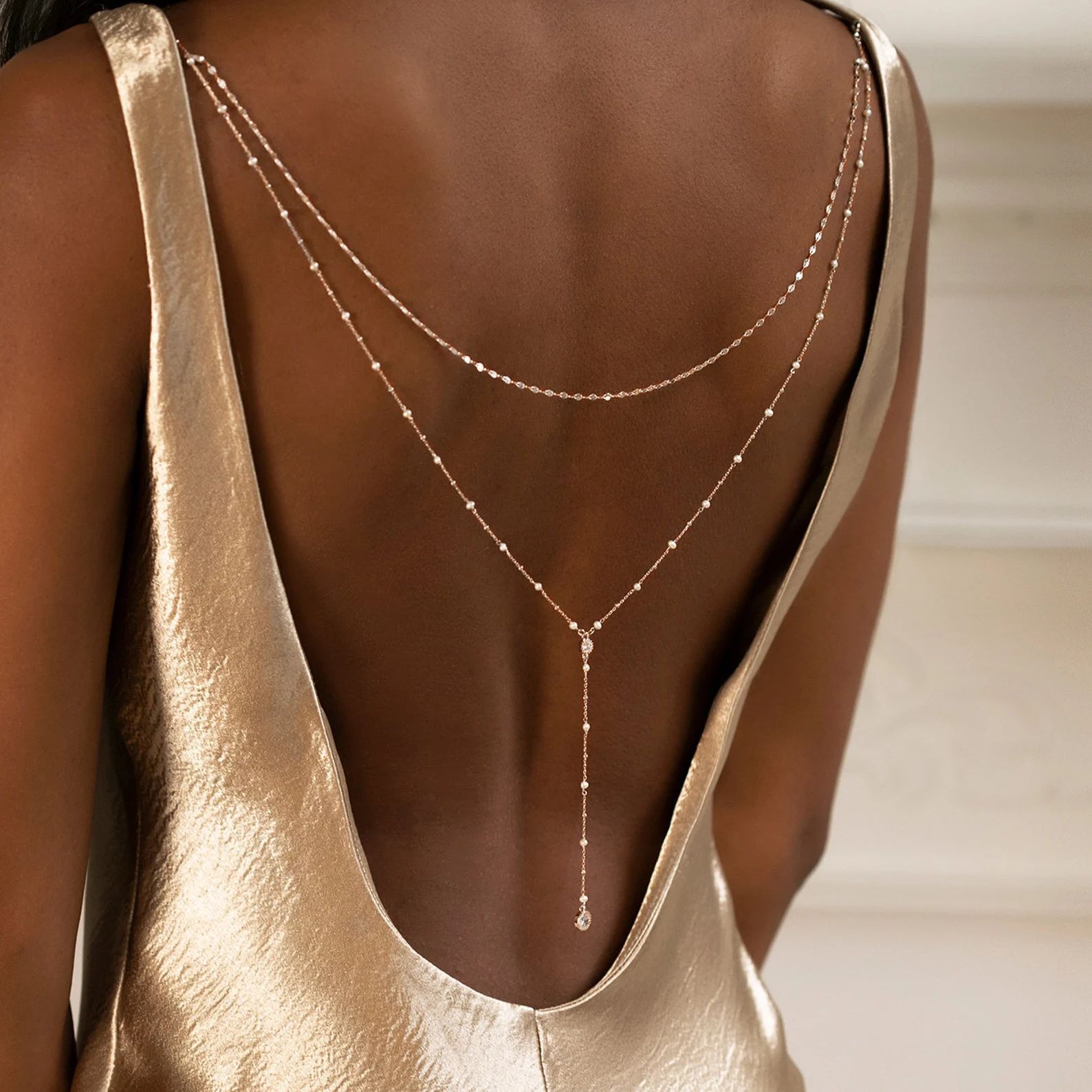 Kalung Rantai Berhias Manik-ma - Body Jewelry For Backless Dress ulasan dan harga