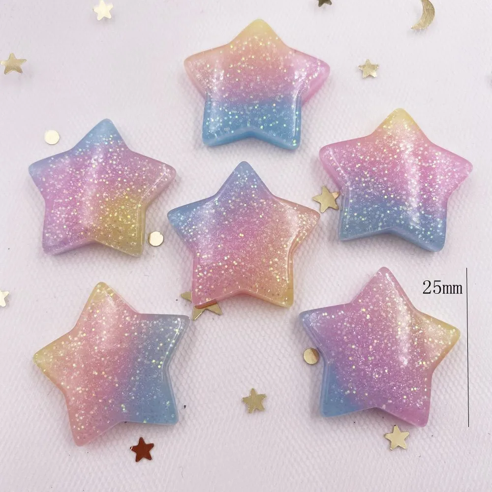 10 buah Glitter Kawaii Resin w - Star Flat Back ulasan dan harga
