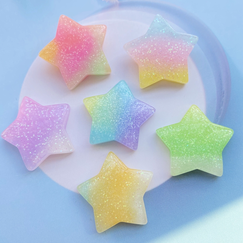 10 Buah Kawaii Lucu Campuran W - Star Flat Back ulasan dan harga
