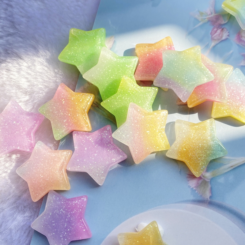 10 Buah Kawaii Lucu Campuran W - Star Flat Back ulasan dan harga
